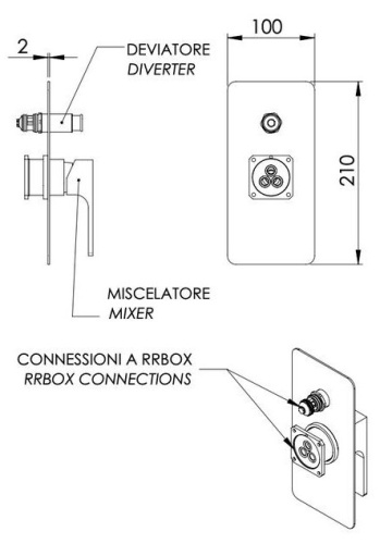 Смеситель для душа Remer Absolute AU09KBCFP, чёрный брашированный хром