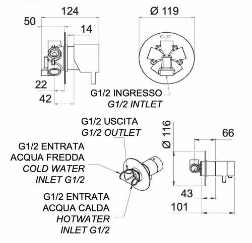 Смеситель для душа Remer Elegance NT95C