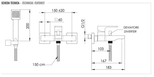 Смеситель для ванны Remer Absolute AU02
