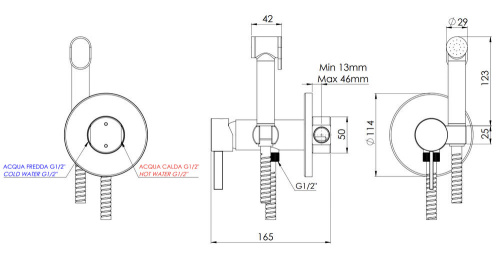Гигиенический душ Remer Metrica MC65WCFP, черный брашированный хром