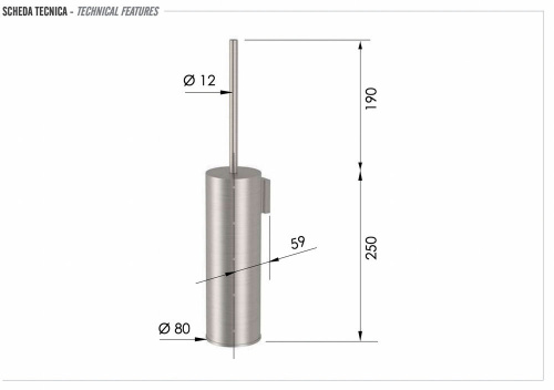Ёршик настенный Remer INOX SSXI66, нержавеющая сталь