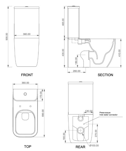 Унитаз напольный GSG Ceramic Design Brio BRMBL000P