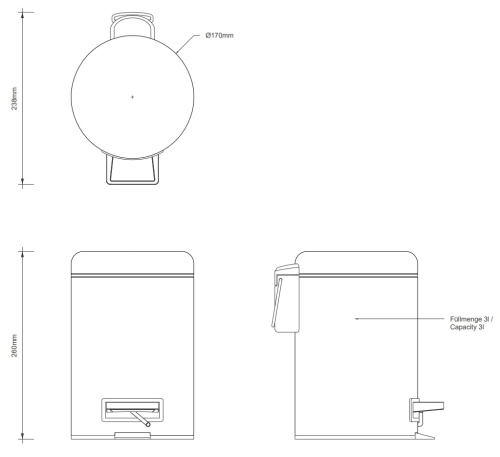 Ведро с педалью Decor Walther TE 35 0615760