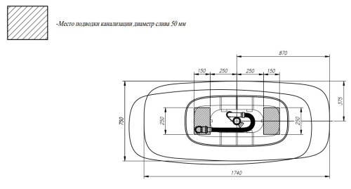 Ванна из искусственного камня Kolpa-San Milo FS 174x75 Sand