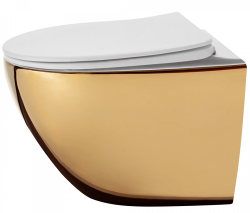 Унитаз подвесной Rea Carlo Mini Rimless Gold White C0669