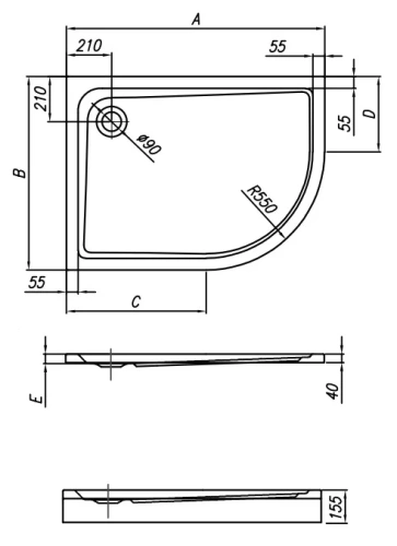 Душевой поддон Kolpa-san Malur 100x80 R 535880