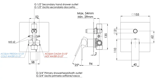 Смеситель для душа Mariani Rebel B37173RE