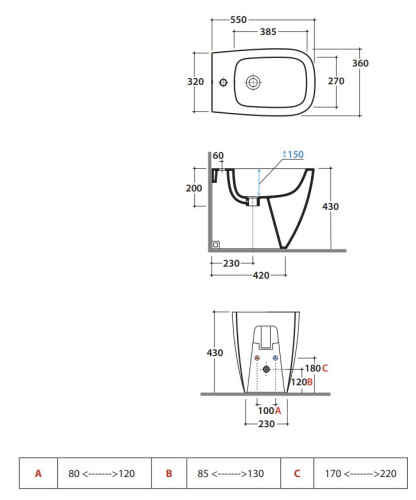 Биде напольное Globo Genesis GN009BI