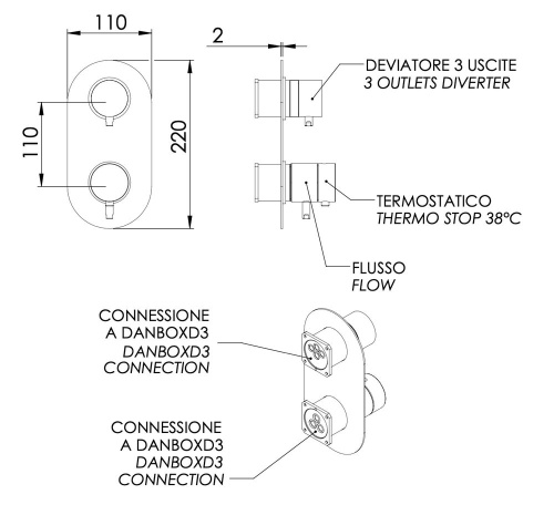 Смеситель для душа Daniel Suvi Thermo ST20612D3KB15
