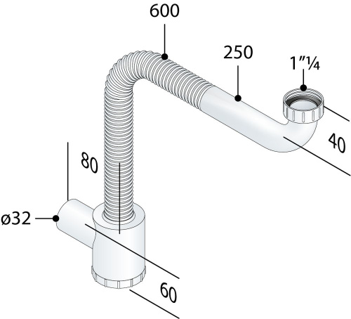 Сифон мебельный 1"1/4 OMP Tea 1950.600.5