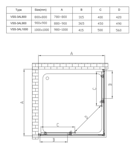 Душевой уголок Vincea Alpha VSS-3AL900CLB
