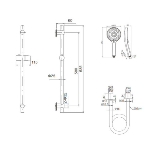Душевой гарнитур Caprigo Don 98-570-CRM