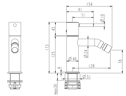 Смеситель для биде Nemo Round NM-2321BGM brush gun metal