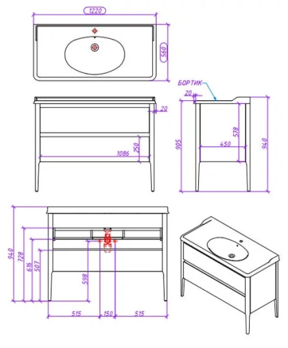 Тумба напольная Caprigo Orlando ORL-SN1200-L813/B067чэ