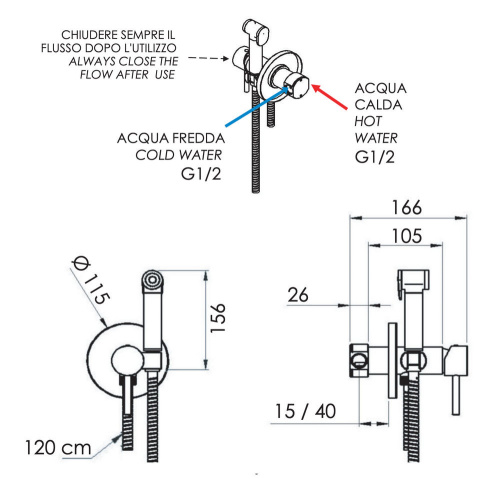 Гигиенический душ Remer X Style X65WDO, золото глянцевое