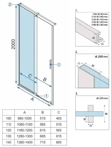 Душевая дверь Rea Montana gold brush 140 K2499