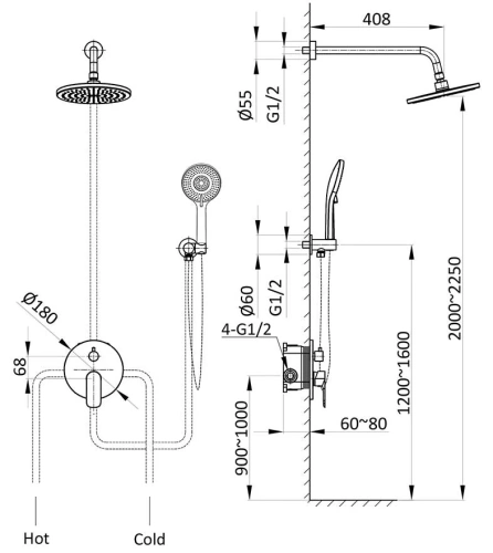 Душевая система Vincea Desire VSFW-1D1CH