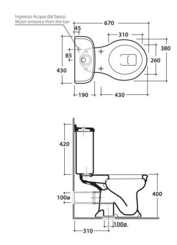 Бачок для напольного унитаза Globo Paestum PA012BI