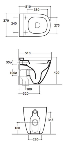 Унитаз напольный приставной Globo Stockholm LA002BI