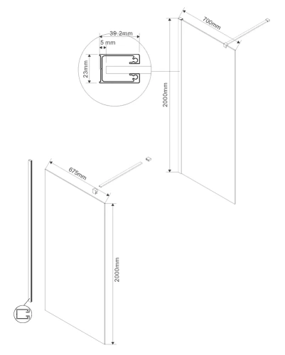 Душевая стенка Vincea Walk-In VSW-1H700CLB