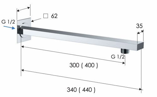Кронштейн 40 см Remer 348Q40NO, черный матовый