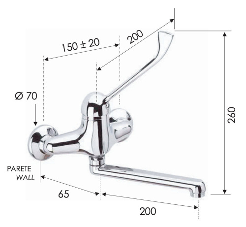 Смеситель медицинский для раковины Remer K45