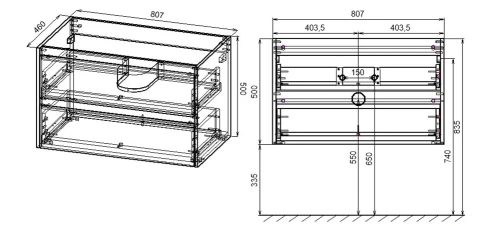 Тумба подвесная Vincea Gio VMC-2G800CO C.Oak