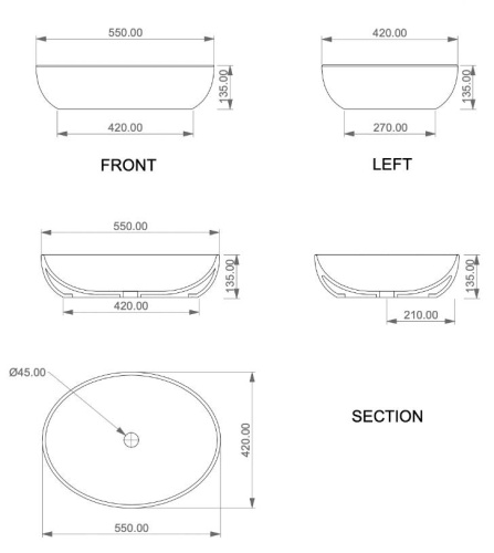 Умывальник GSG Ceramic Design Easy EALAVOV55015