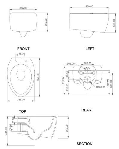 Унитаз подвесной GSG Ceramic Design Touch TOWCSOSC001