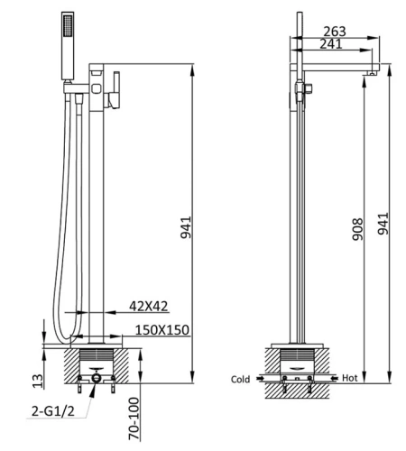 Смеситель для ванны Vincea VTF-101CH