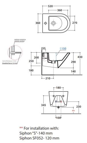 Биде подвесное Globo FORTY3 FOS10BI