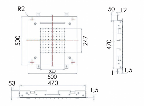 Верхний душ потолочный 50 см Remer 357SFS50NC