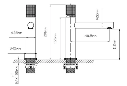 Смеситель для раковины Vincea Groove VBF-4G1BG4