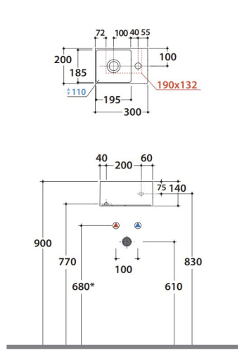 Умывальник Globo T-edge B6R30BI