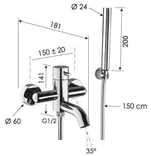 Смеситель для ванны Daniel Tokyo TK610DP
