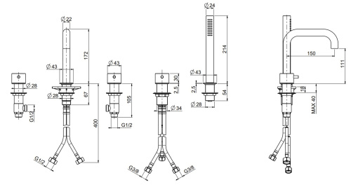 Смеситель для ванны QuadroDesign Source/Ottavo 1295AS