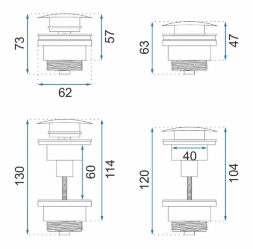 Сифон с донным клапаном универсальным Rea Chrome A5693