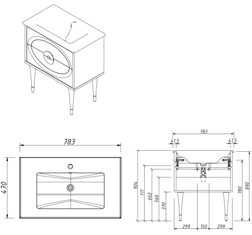 Тумба напольная Caprigo Milano 80 14316-B021ЧЭ