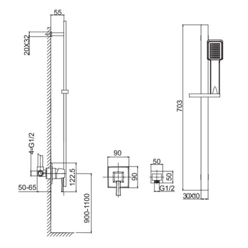 Душевая система Caprigo Diamante 50-115-CRM