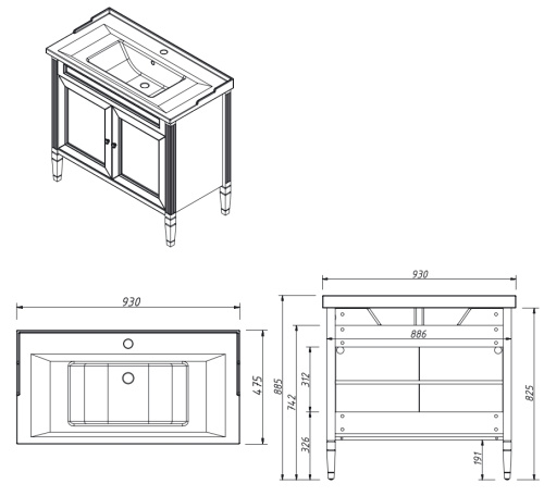 Тумба напольная Caprigo Albion Concept 90 34013-SF019