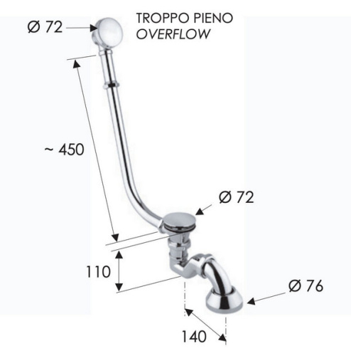Слив-перелив click-clack для ванны Remer 96LICCVO, бронза