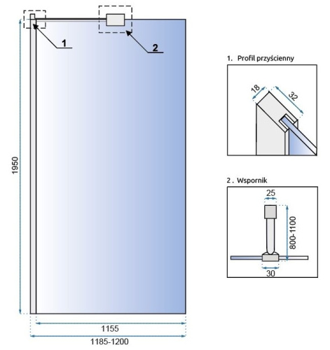 Душевая стенка Rea AERO 120x195 K7550