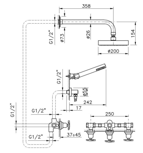 Душевая система Nicolazzi Monte Croce 2233EXTCR27