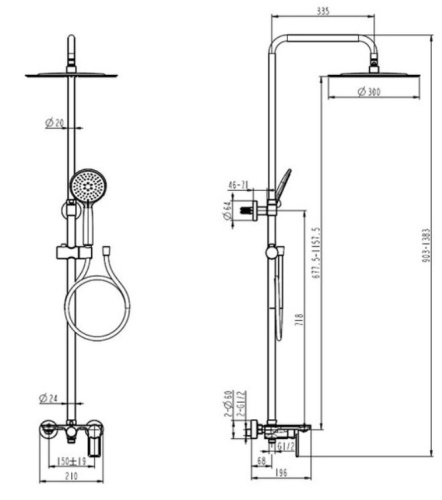 Душевая система Caprigo Kub 54-310-ner