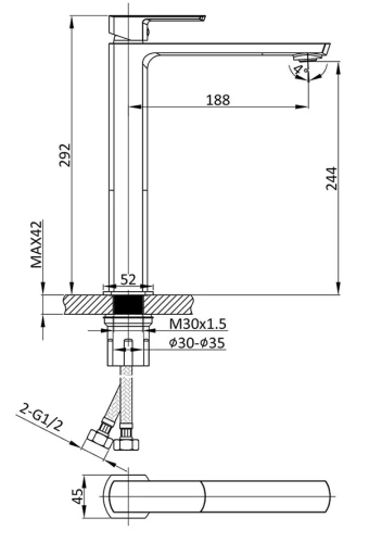 Смеситель для раковины Vincea Next VBF-1N2GM