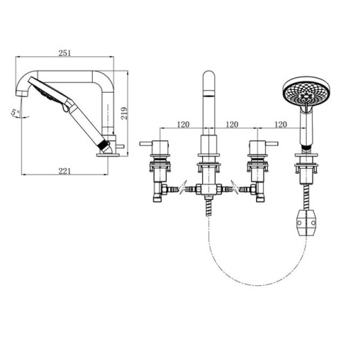 Смеситель для ванны Caprigo Don 53-410-CRM