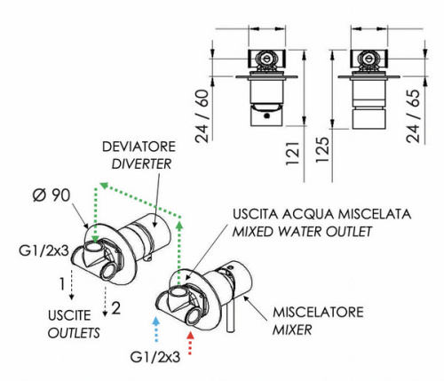 Смеситель для душа Remer X Style X96XV, сталь