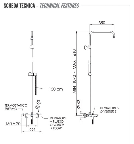 Душевая система Remer Elegance EQ34ASSDNO, черный матовый