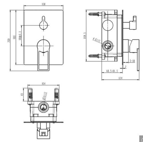 Смеситель для душа Caprigo Kub 54-051-brg