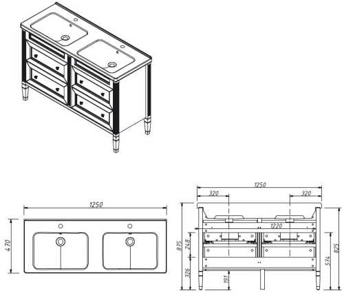 Тумба напольная Caprigo Albion Concept 125 34021-SF013